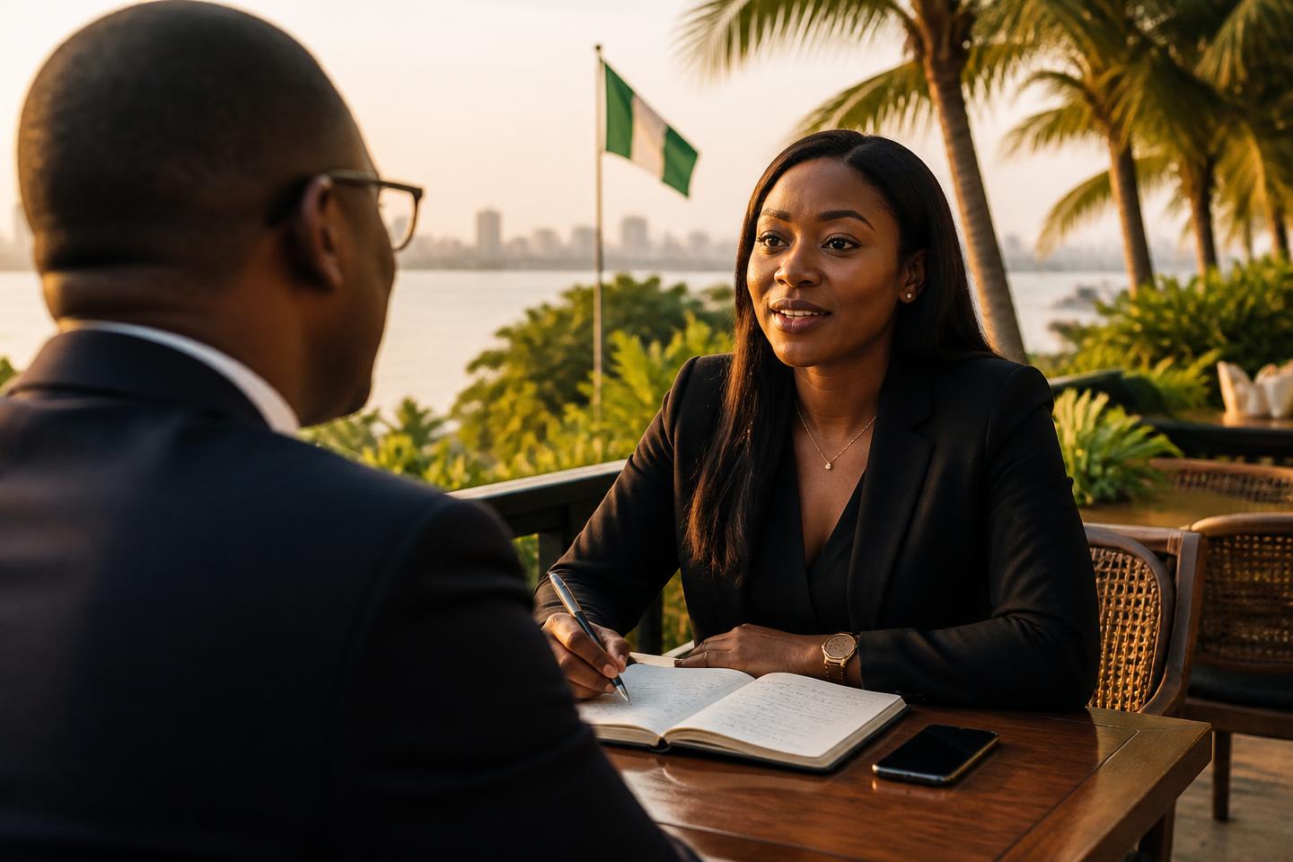Professional local consultation on a Lagos waterfront terrace